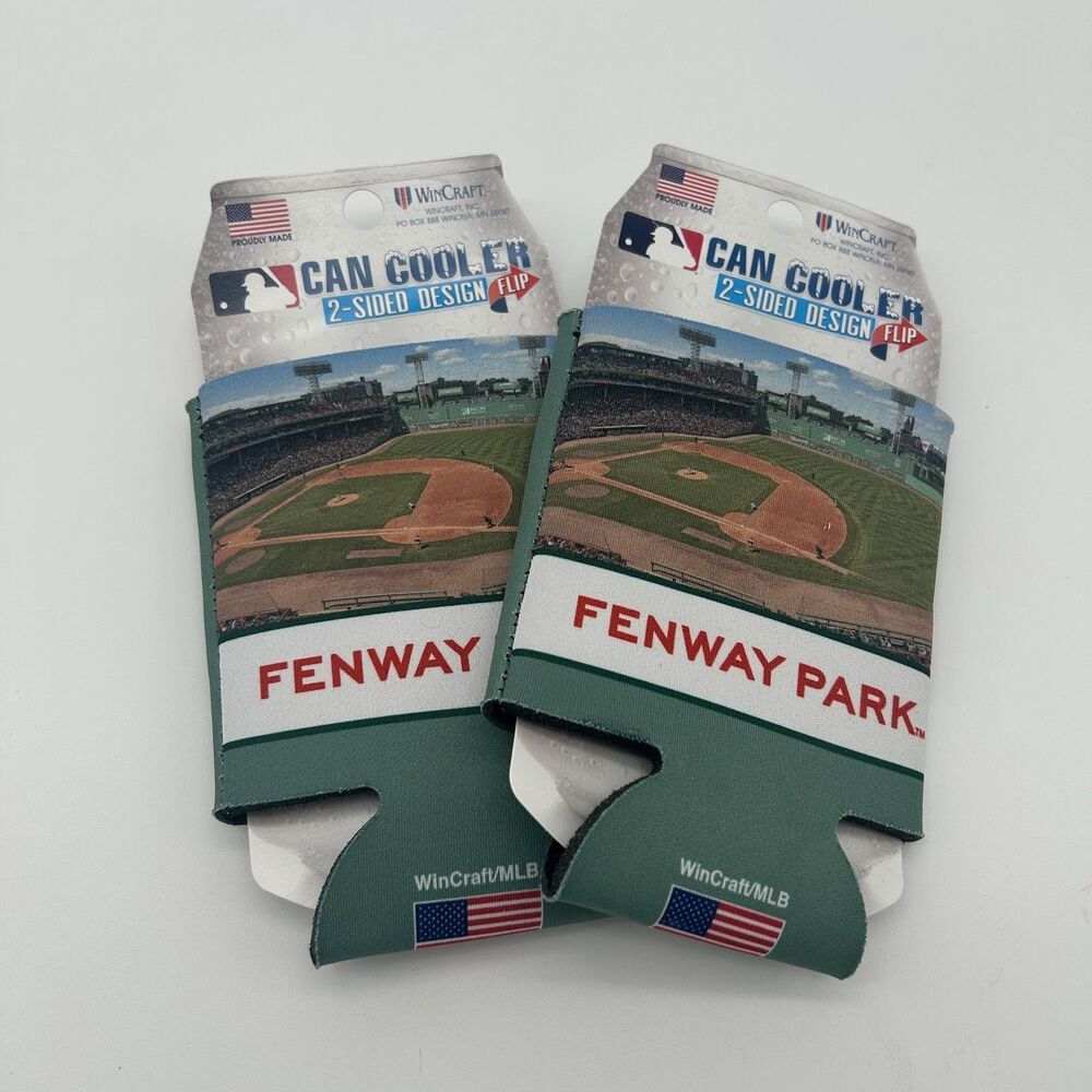 LOT: 2 Boston Red Sox MLB Stadium 12oz.  Can Cooler  - 2 Sided - NWT